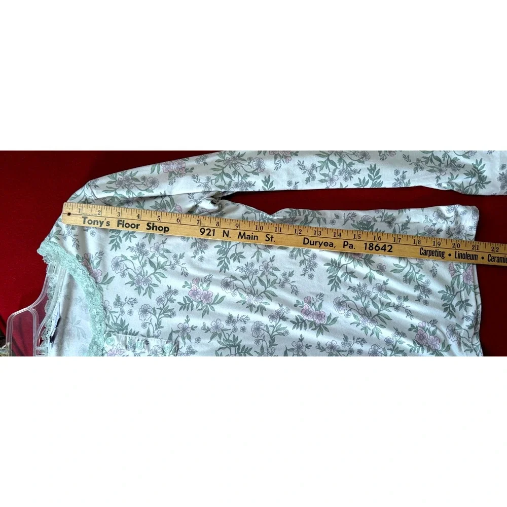 Elizabeth & Nicole Pajama Set Womens Small White Floral Lace Henley Loungewear